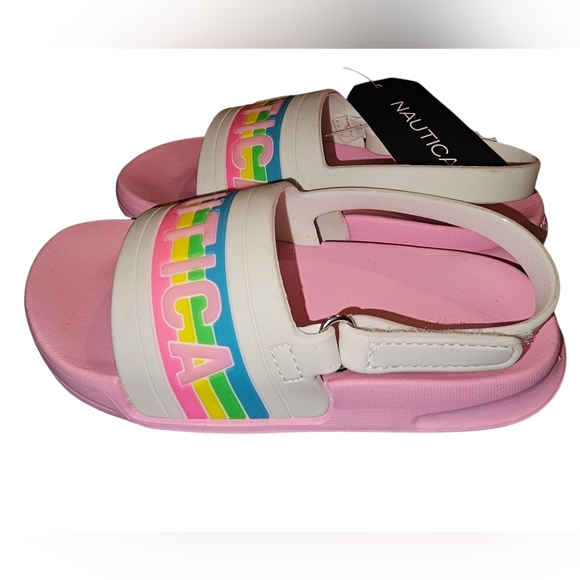 Nautica Other - Nautica Pink Slide Sandals with Multicolor Logo
